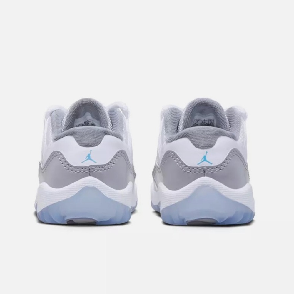 NWOT Nike Kids Air Jordan Retro 11 Low - Grey and White with Ice Blue Sole - Picture 4 of 13